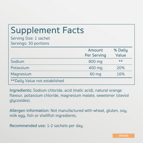 SALTE Electrolytes Orange - Supplement Facts