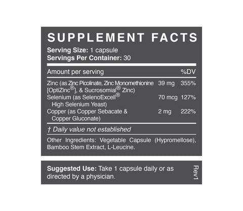 Cymbiotika - ZINC Complex supplement facts