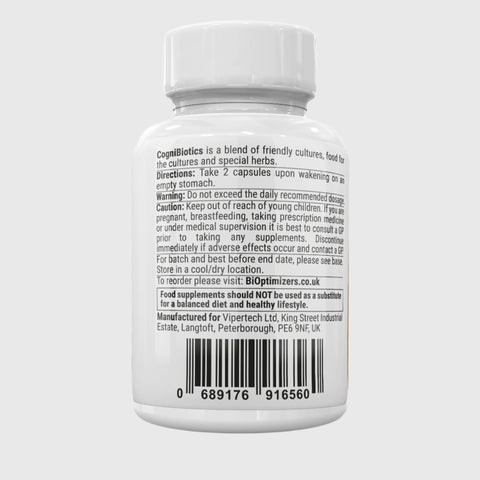 BiOptimizers Cognibiotics Nutrition information