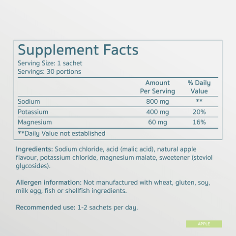 SALTE Electrolytes Apple - Supplement Facts
