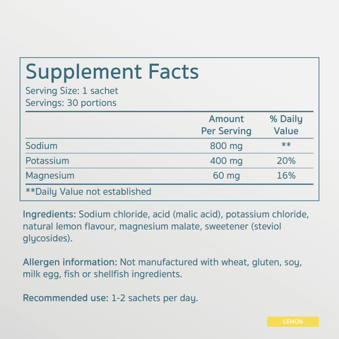 SALTE Electrolytes Lemon - Supplement Facts