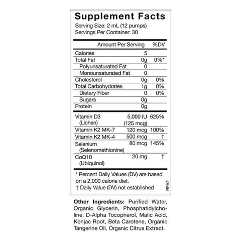 Cymbiotika - D3+K2+CoQ10 Immunity & Hearth health Supplement facts