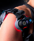 MOVE+ Pro device on a shoulder, with LED and laser technology for pain relief and muscle recovery.