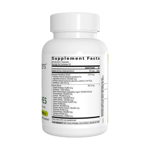 MassZymes enzyme supplement, 30 capsules, ingredient overview.