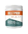 Unflavored Innerfuel Prebiotika from Bulletproof in a white container, promotes gut health with 17 g prebiotics per serving.
